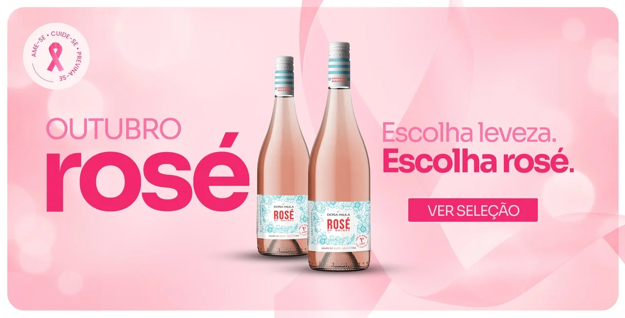 Banner fixo Outubro Rosé da Cia do Vinho · vinhos rosés com desconto o mês todo